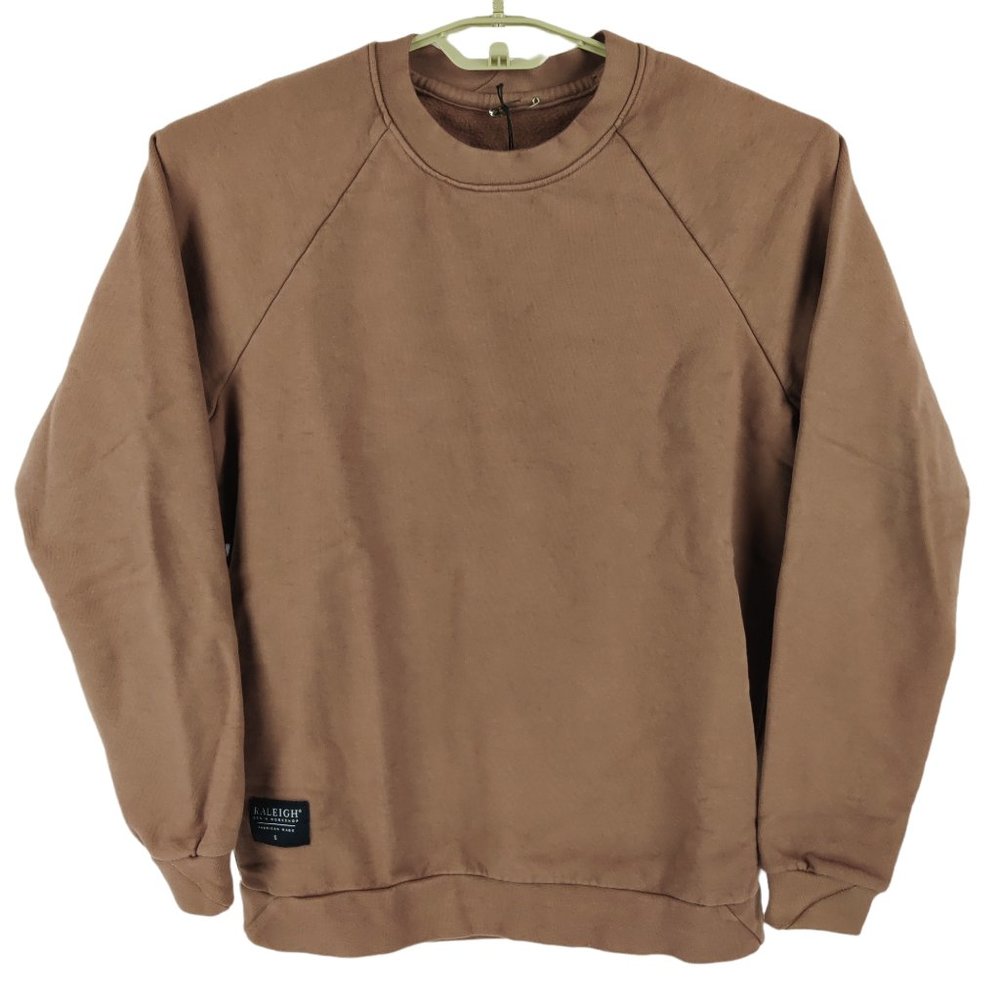 NWT Raleigh Denim Workshop USA Made Raglan Crewneck Sweatshirt in Clove Beige